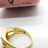 9ct Yellow Gold British Bulldog Large Signet Ring Vintage c2000 Sheffield