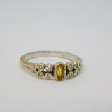 18ct White Gold, Citrine & Twelve-Stone Diamond Ring Vintage 2006 London
