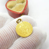 King George I 22ct Gold Third Guinea Coin Charm 1718 Very Fine Antique