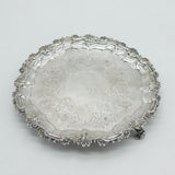 George III Sterling Silver Lion Crest Floral Salver Dish Antique 1786 London