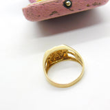 9ct Yellow Gold British Bulldog Large Signet Ring Vintage c2000 Sheffield