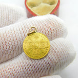 King George I 22ct Gold Third Guinea Coin Charm 1718 Very Fine Antique