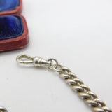 Edwardian Sterling Silver Albert Watch Chain 1902 Birmingham Antique 18" Length