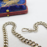 Edwardian Sterling Silver Albert Watch Chain 1902 Birmingham Antique 18" Length