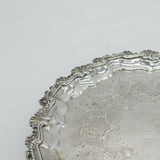 George III Sterling Silver Lion Crest Floral Salver Dish Antique 1786 London