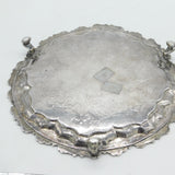 George III Sterling Silver Lion Crest Floral Salver Dish Antique 1786 London