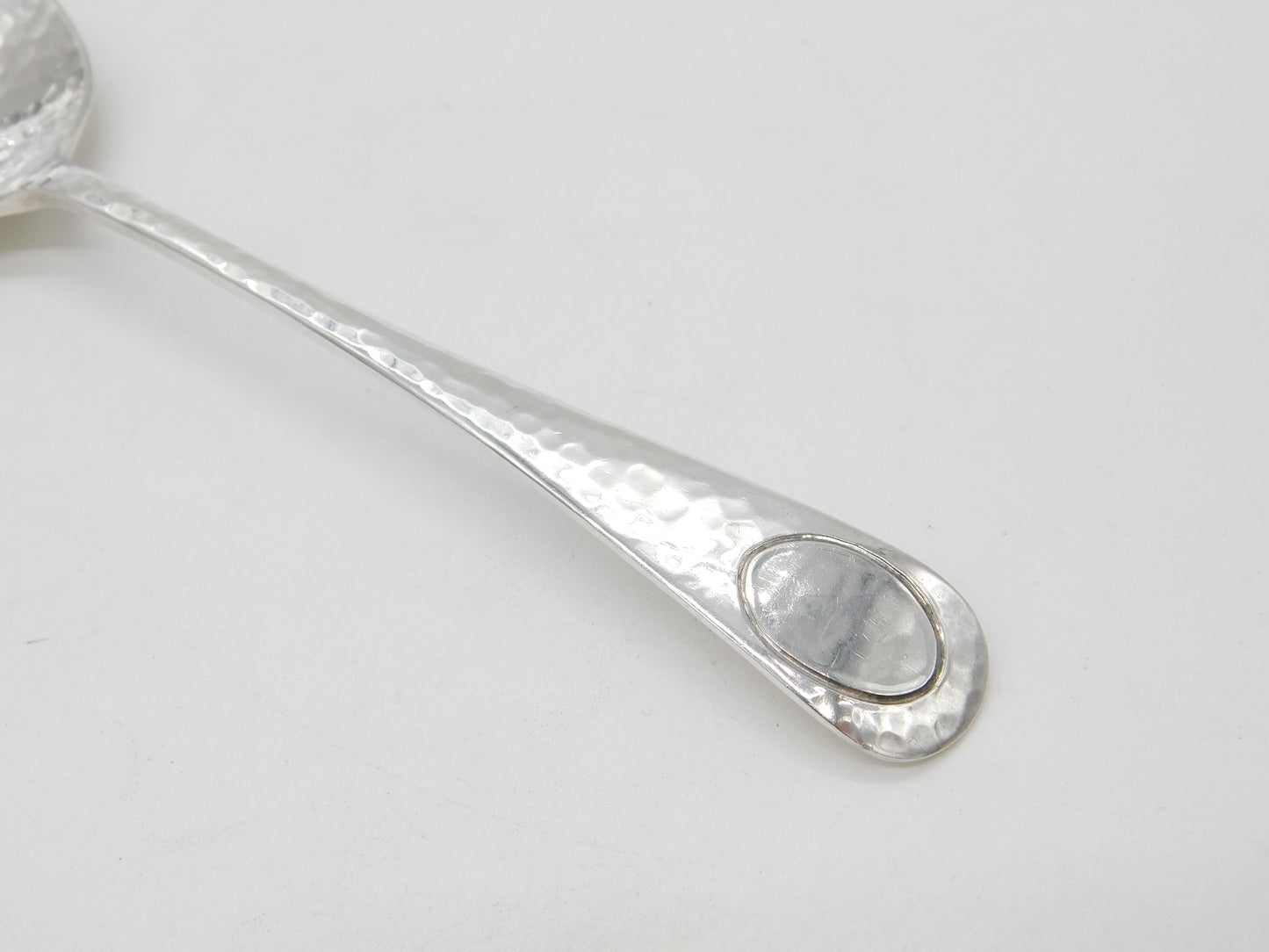 Arts & Crafts Planished Sterling Silver Serving Spoon 1927 Sheffield Antique