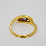18ct Yellow Gold Deco Style Sapphire Diamond Crossover Ring Vintage London