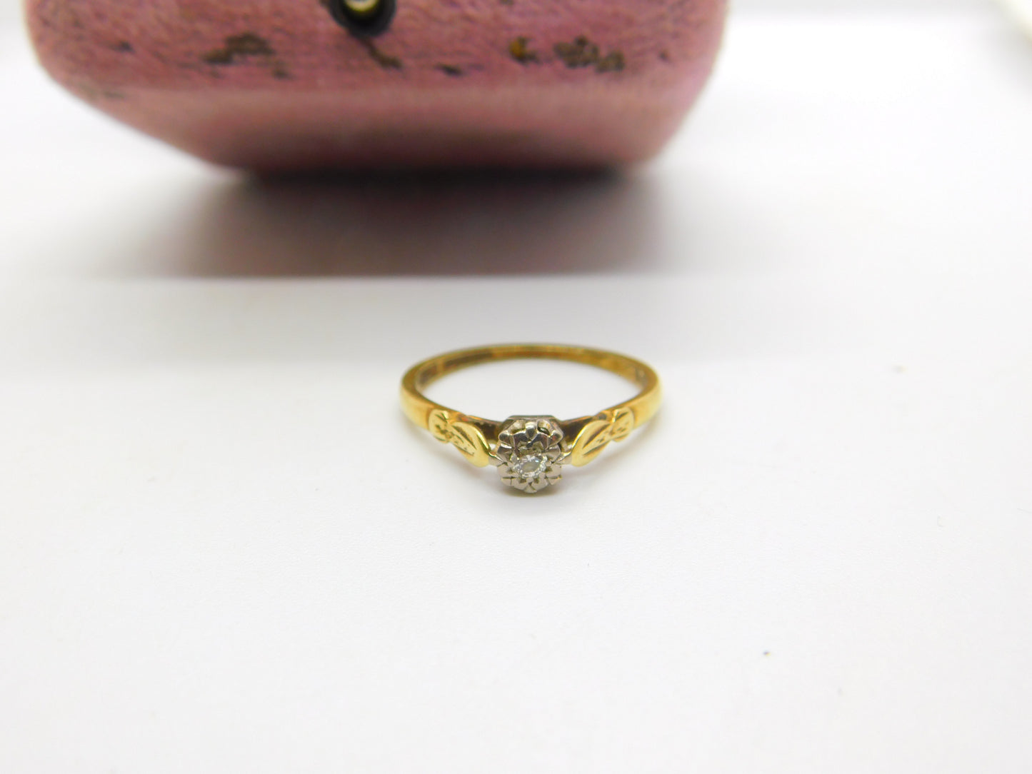 18ct Yellow Gold 0.1ct Diamond Solitaire Ring Vintage 1950 Birmingham