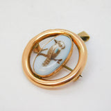 Edwardian 9ct Rose Gold & Enamel Kingfisher Brooch Pendant Antique c1910s