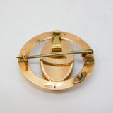 Edwardian 9ct Rose Gold & Enamel Kingfisher Brooch Pendant Antique c1910s