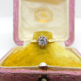 18ct Yellow Gold Palladium Set 0.25ct White Spinel Solitaire Ring c1980 Vintage
