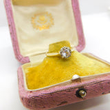 18ct Yellow Gold Palladium Set 0.25ct White Spinel Solitaire Ring c1980 Vintage