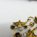 Edwardian 9ct Yellow Gold, Seed Pearl & Amethyst Lavalier Drop Pendant c1910