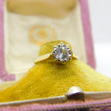 18ct Yellow Gold Palladium Set 0.25ct White Spinel Solitaire Ring c1980 Vintage