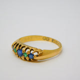 18ct Yellow Gold Sapphire & Emerald Boat Ring Antique 1917 Birmingham