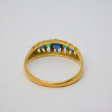 18ct Yellow Gold Sapphire & Emerald Boat Ring Antique 1917 Birmingham