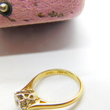 18ct Yellow Gold Palladium Set 0.25ct White Spinel Solitaire Ring c1980 Vintage
