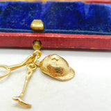 9ct Yellow Gold Crop, Stirrup, Hat Riding Equestrian Charm Vintage c1970