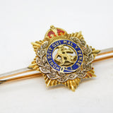 WWII 15ct Yellow Gold, Enamel & Diamond Army Service Corps Sweetheart Brooch