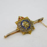 WWII 15ct Yellow Gold, Enamel & Diamond Army Service Corps Sweetheart Brooch