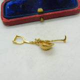 9ct Yellow Gold Crop, Stirrup, Hat Riding Equestrian Charm Vintage c1970
