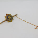 WWII 15ct Yellow Gold, Enamel & Diamond Army Service Corps Sweetheart Brooch