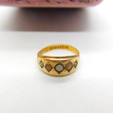 Victorian 15ct Yellow Gold, Seed Pearl & Coral Boat Ring 1886 Chester Antique