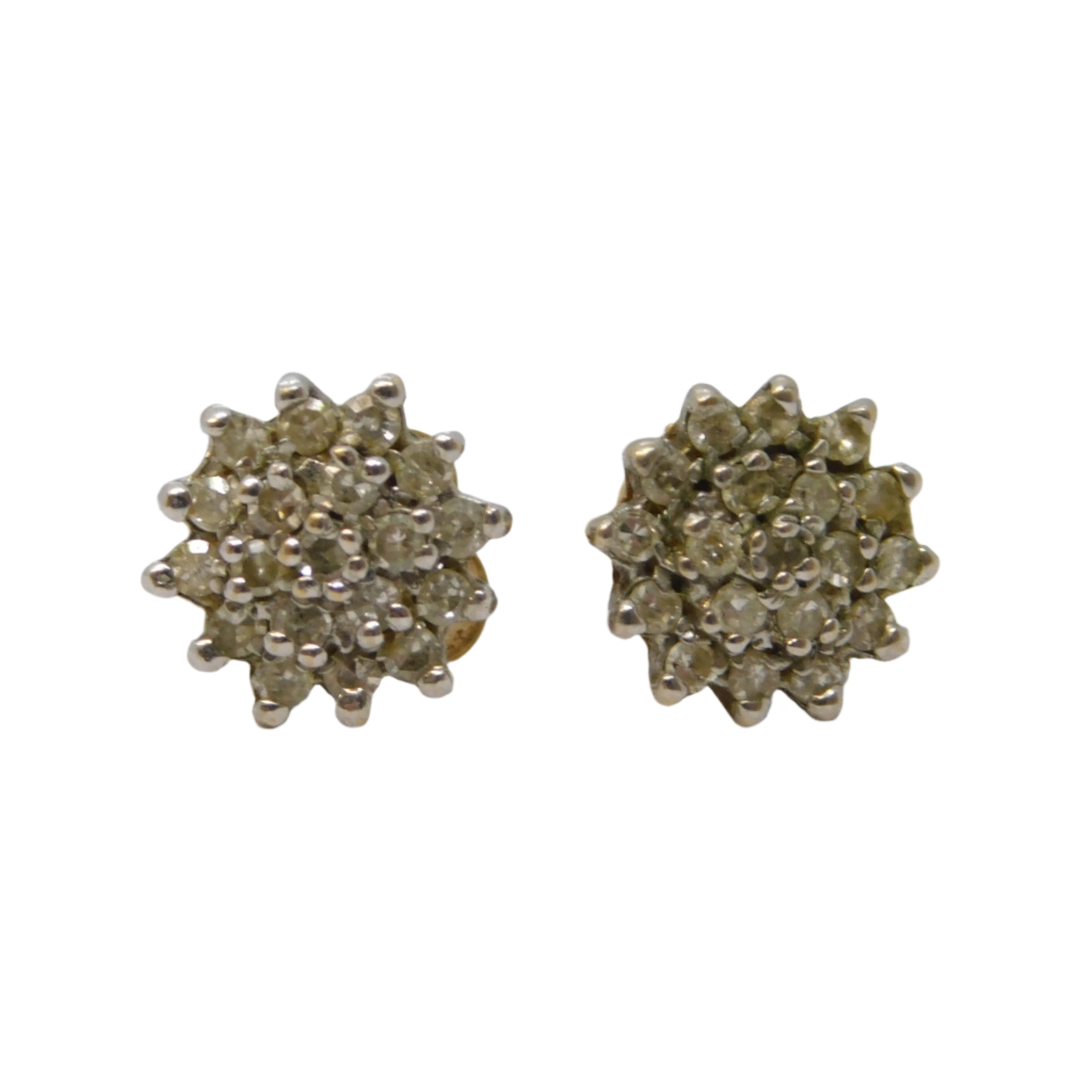 Gold Diamond Floral Earrings Vintage