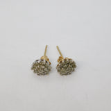 9ct Yellow Gold & Diamond Set Floral Cluster Stud Earrings Vintage 1968 London