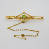 Edwardian Suffragette 15ct Gold, Peridot, Pearl & Diamond Brooch Antique c1910