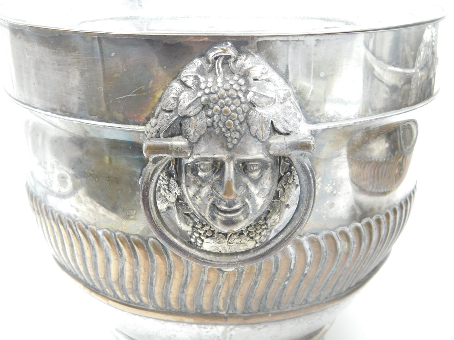 Pair of Georgian Old Sheffield Silver Plated Bacchus Mask Wine Coolers c1780