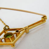 Edwardian Suffragette 15ct Gold, Peridot, Pearl & Diamond Brooch Antique c1910