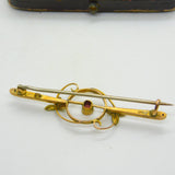 Edwardian 9ct Gold, Topaz & Seed Pearl Sweetheart Brooch c1910 Antique