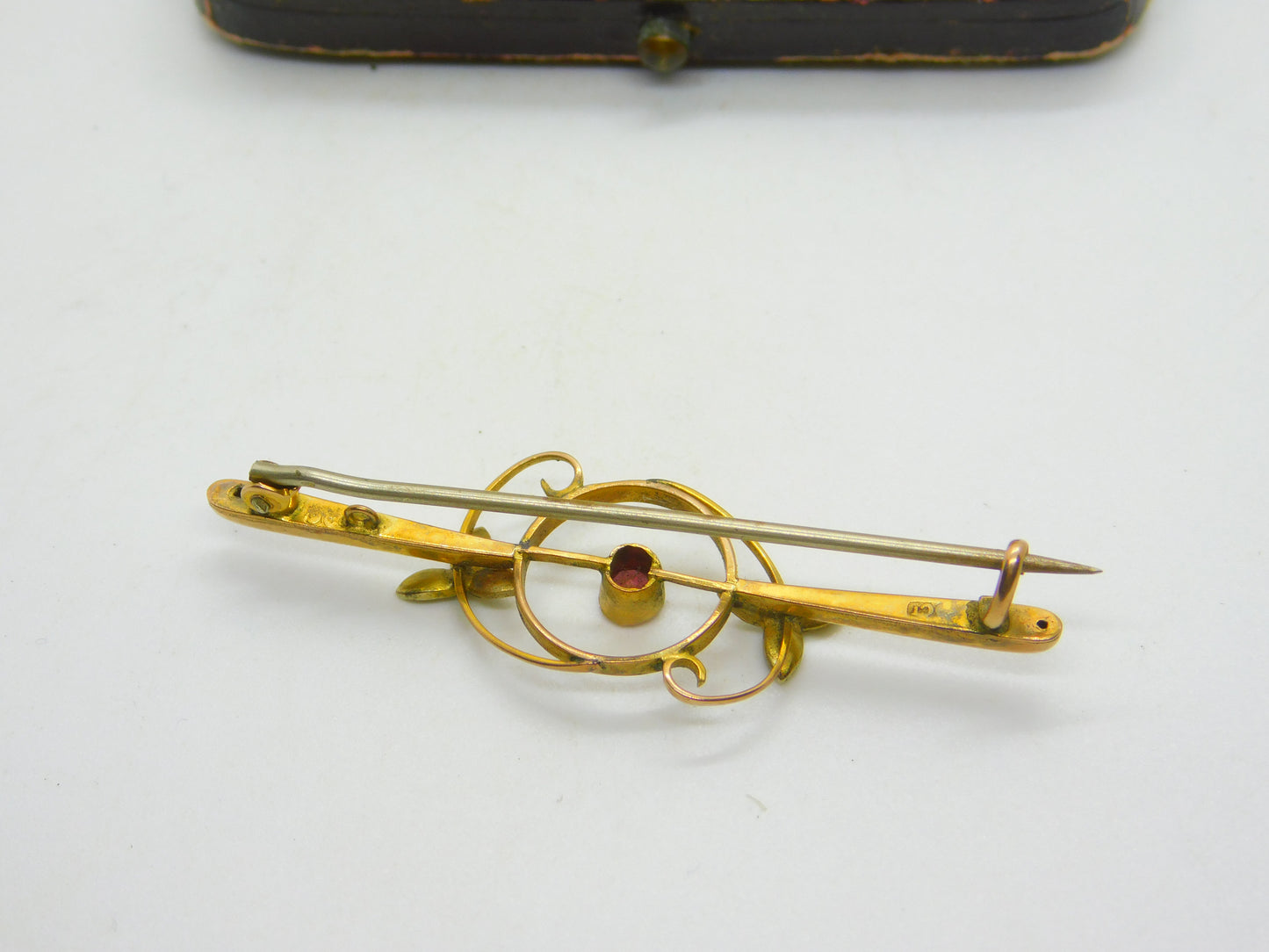 Edwardian 9ct Gold, Topaz & Seed Pearl Sweetheart Brooch c1910 Antique