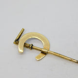 Victorian 12ct Gold & Blue Enamel Horseshoe & Crop Lucky Stick Pin Antique