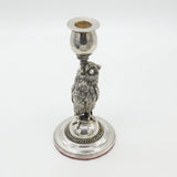 Victorian Silver Plated Owl & Snake Form Candlestick Antique c1890 Pearl Eyes