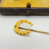 Edwardian 15ct Yellow Gold Good Luck Horseshoe Stick Pin 1909 Chester Antique
