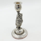 Victorian Silver Plated Owl & Snake Form Candlestick Antique c1890 Pearl Eyes