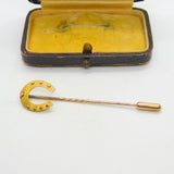 Edwardian 15ct Yellow Gold Good Luck Horseshoe Stick Pin 1909 Chester Antique