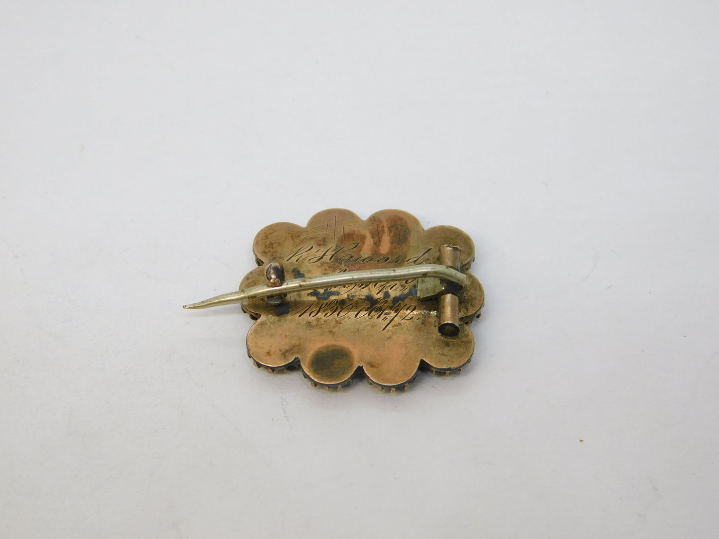 George IV 9ct Gold, Whitby Jet & Hair Set Mourning Brooch Antique 1830