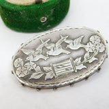 Victorian Sterling Silver Aesthetic Swallow Sweetheart Brooch Antique c1890