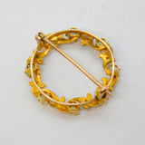 Edwardian 9ct Yellow Gold, Water Opal & Seed Pearl Wreath Brooch Antique