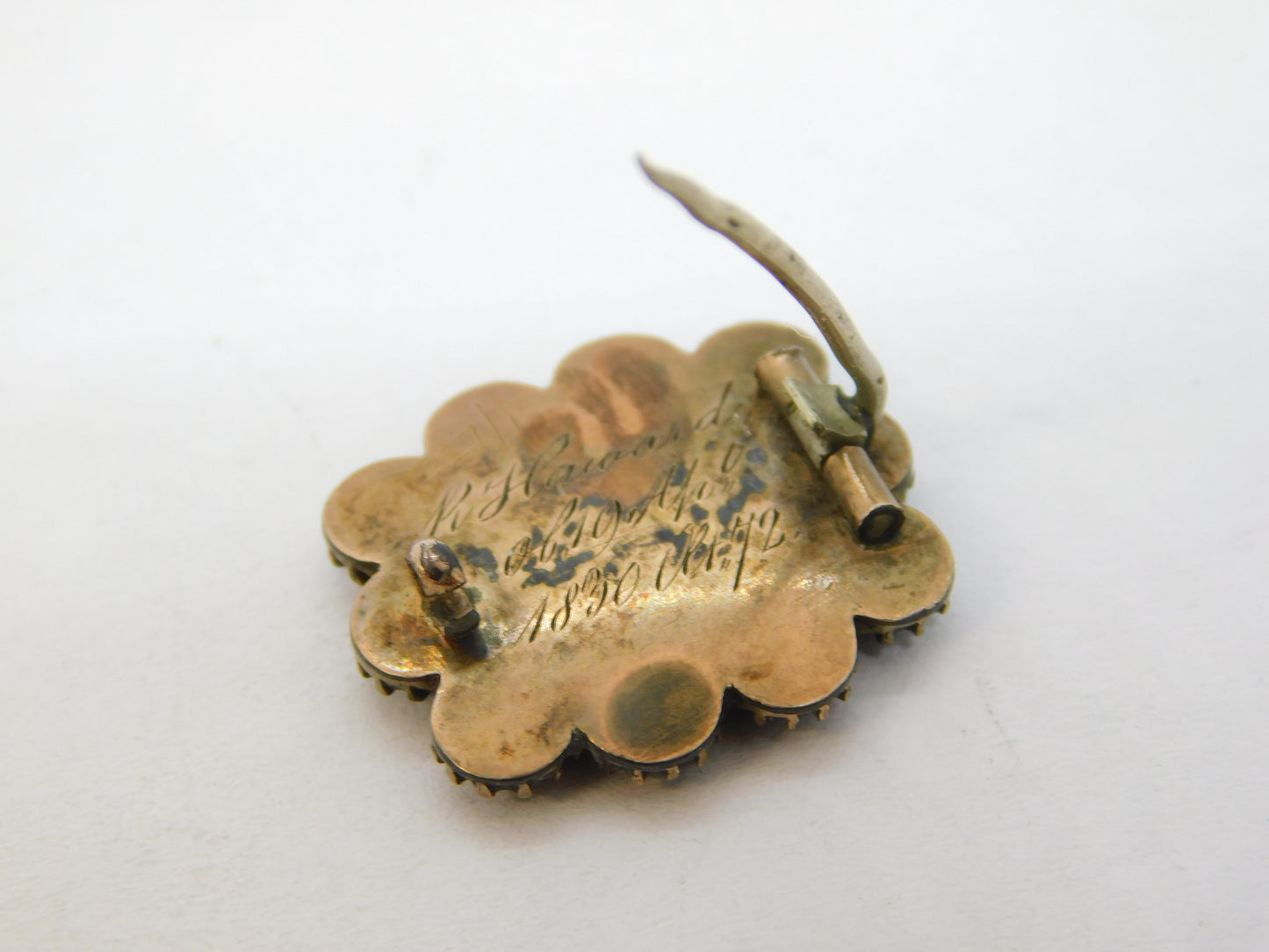 George IV 9ct Gold, Whitby Jet & Hair Set Mourning Brooch Antique 1830