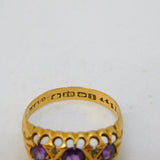 Sampson Mordan 18ct Gold, Amethyst & Diamond Boat Ring Antique Birmingham