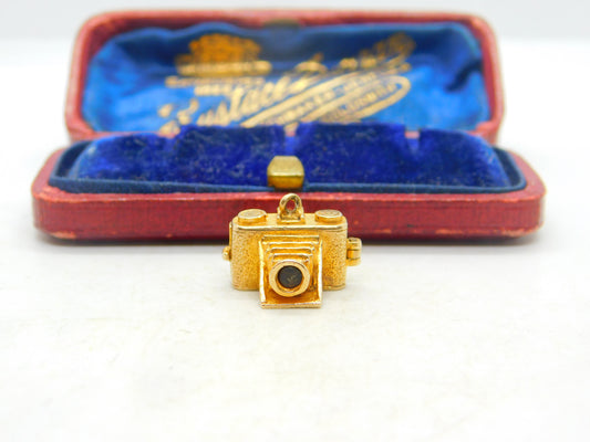 9ct Yellow Gold Opening Film Camera Charm Pendant Vintage 1961 Birmingham