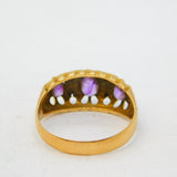 Sampson Mordan 18ct Gold, Amethyst & Diamond Boat Ring Antique Birmingham