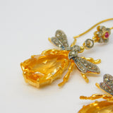 9ct Gold, Silver, Ruby, Diamond & Citrine Set Insect Bug Hook Earrings Vintage