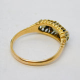 Edwardian 18ct Yellow Gold, Opal & Diamond Boat Ring Antique 1907 Chester