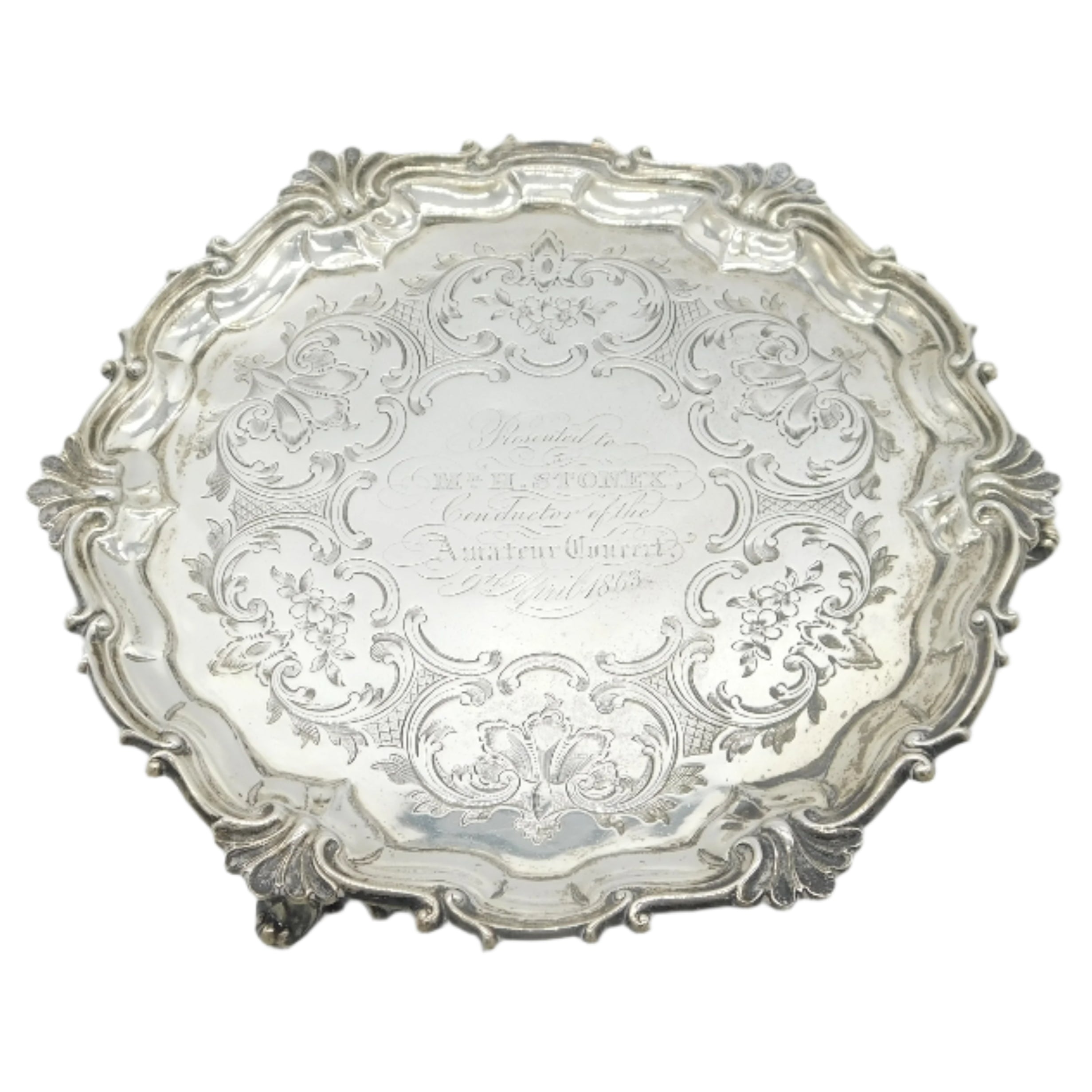 Antique Victorian Silver Salver Dish 